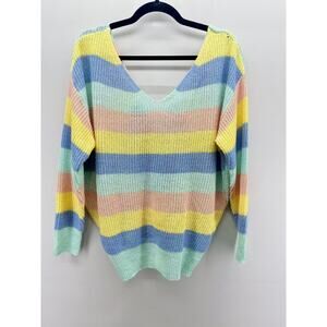 Gilli‎ Spring Colorblock Back Twist Sweater